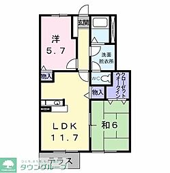 ロワポアールB 2LDKの間取図画像