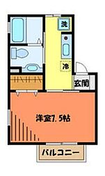 シェトワ 1Kの間取図画像