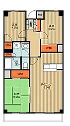 JR中央線 西八王子駅 徒歩23分の賃貸マンション 1階3LDKの間取り