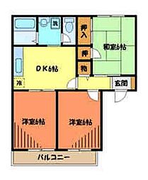 JR中央線 西八王子駅 バス15分 神戸会館入口下車 徒歩1分の賃貸アパート 2階3DKの間取り