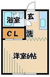 コーポ長島 2階ワンルームの間取り