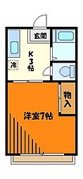 ユーハイツ岸野 1Kの間取図画像