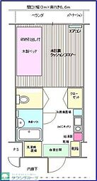 多摩学生マンション 2階1Kの間取り