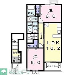 ルーツ 2階2LDKの間取り