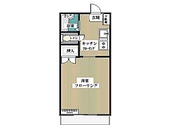 ドミール奥住 2階1Kの間取り