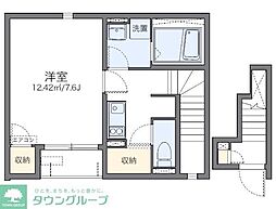 レオネクストサンハウス 2階1Kの間取り