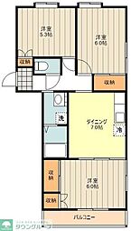 JR青梅線 小作駅 バス12分 八雲神社下車 徒歩1分の賃貸アパート 2階3DKの間取り