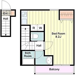 リブリ・M ファースト 2階ワンルームの間取り
