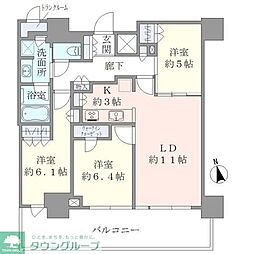 サザンスカイタワーレジデンス 25階3LDKの間取り