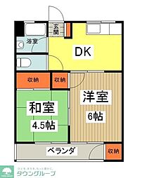 マンションふじ 2階2DKの間取り