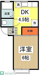 サンワード八王子 1階1DKの間取り