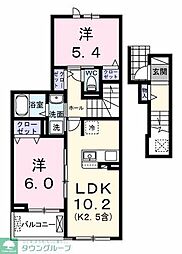 エール　アン 2階2LDKの間取り