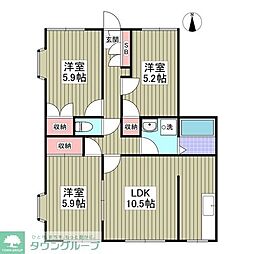 グランデュール瀬戸岡 101 1階3SDKの間取り