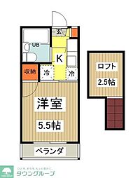 アムハウス 1Kの間取図画像