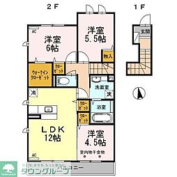 ルミエール ド エスポワール　I 2階3LDKの間取り