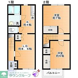暁ガーデン 2階2LDKの間取り