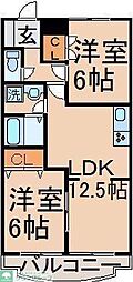 しゃんぐりらひる 1階2LDKの間取り