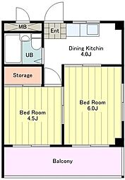 元本郷レジデンス 4階2Kの間取り