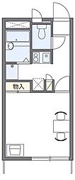 レオパレスハビタＡ 2階1Kの間取り