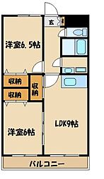 グリーンライト 2DKの間取図画像