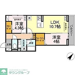 コルトレイク 2LDKの間取図画像