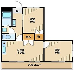 ニューピュアハウス 2LDKの間取図画像