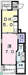 カルフール 1DKの間取図画像