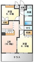 アシューレ 2LDKの間取図画像