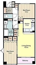 パークキューブ京王八王子2 2LDKの間取図画像