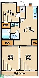 フルセイル東橋本 3DKの間取図画像