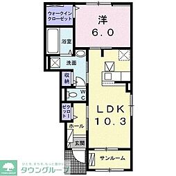 シルクヴィラ2 1LDKの間取図画像