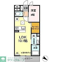 クレイドル 1LDKの間取図画像