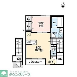アムール東福生 1LDKの間取図画像