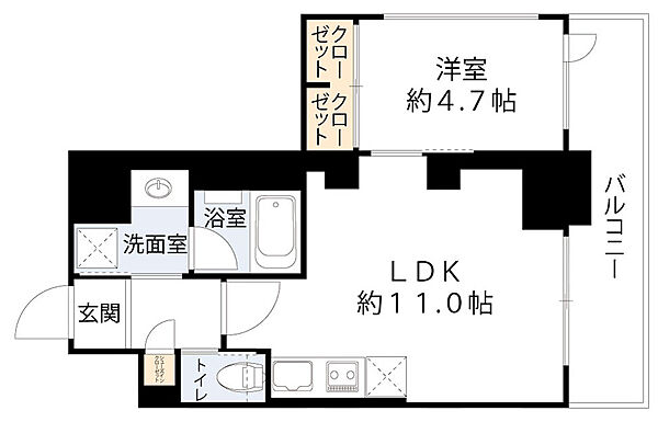 プレジオ恵美須 ｜大阪府大阪市浪速区恵美須西1丁目(賃貸マンション1LDK・2階・39.64㎡)の写真 その2