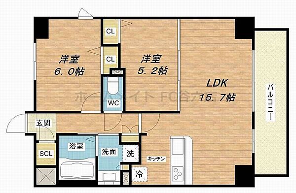 プレサンス心斎橋レヨン ｜大阪府大阪市中央区南船場1丁目(賃貸マンション2LDK・2階・62.59㎡)の写真 その2