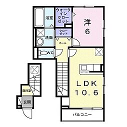 ヒカルサ小平栄町 2階1LDKの間取り