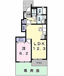 エスペランサ・プラザII 1階1LDKの間取り