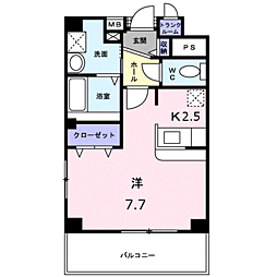 Ｋ・Ｏ　レ−ベン 3階ワンルームの間取り