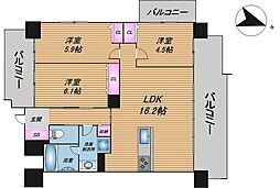 ティアレ牧港ファインビュー 3LDKの間取図画像
