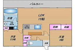 ミオカステーロ泊 2LDKの間取図画像