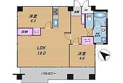 ライオンズマンション港川第2 2LDKの間取図画像