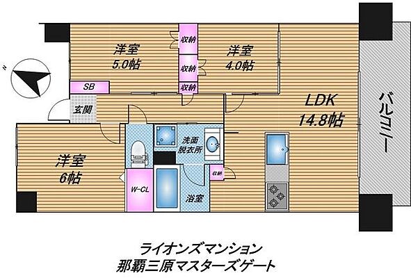 間取り ライオンズ那覇三原マスターズゲート 14階/-