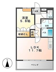 メゾン・ド・ネイジュII 1階1LDKの間取り
