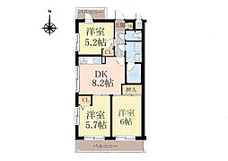 グレイス藤沢善行 3DKの間取図画像