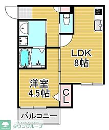 西鉄貝塚線 西鉄香椎駅 徒歩9分の賃貸アパート 1階1LDKの間取り