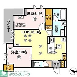 GrandValley博多 2LDKの間取図画像
