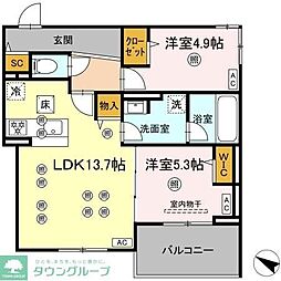 GrandValley博多 2LDKの間取図画像