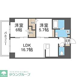 博多グランドレジデンス 2LDKの間取図画像