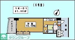 ロイヤルリバービュー 1Kの間取図画像