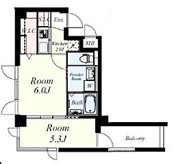 ヴァンドメール唐人 2Kの間取図画像